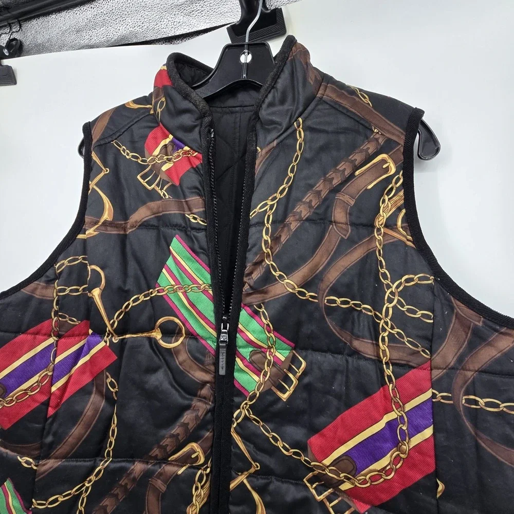 Lauren Ralph Lauren Reversible Equestrian Vest Womens 1X Black Quilted Riding